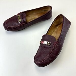 Ralph Lauren burgundy leather loafers Womens Size 8.5 Berdine style no slip sole